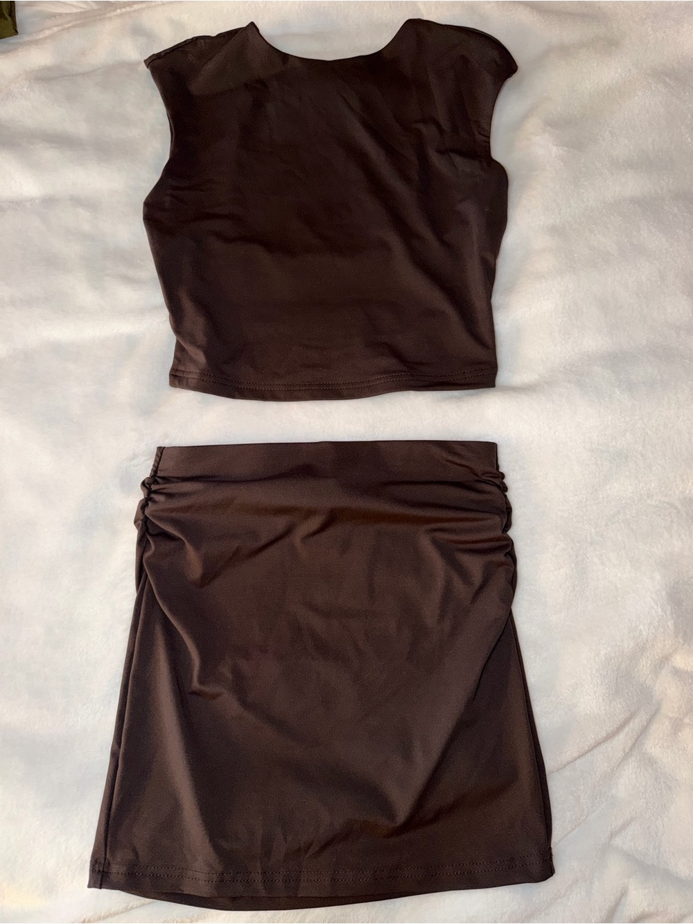 Women's Brown Ruched Mini Skirt - Casual Chic